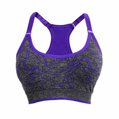 Load image into Gallery viewer, Geometric Printed Shakeproof Quick Drying Sports Bra-women fitness-wanahavit-Purple-One Size-wanahavit
