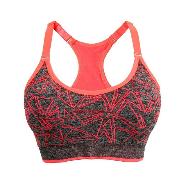 Geometric Printed Shakeproof Quick Drying Sports Bra-women fitness-wanahavit-Red-One Size-wanahavit
