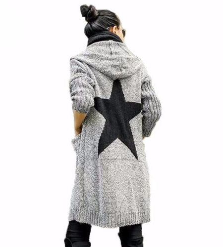 Thick Winter Knitted Star Cardigan Coat-women-wanahavit-Light Gray Mickey-One Size-wanahavit