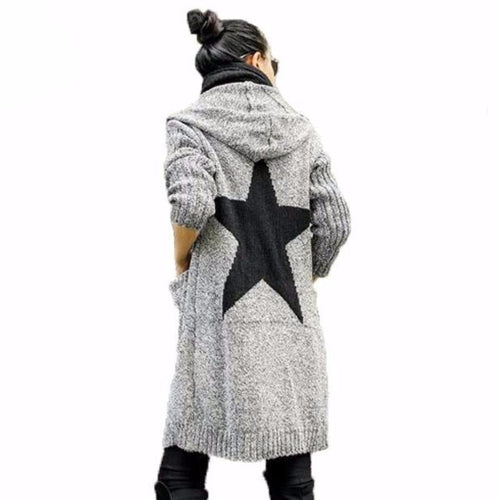Load image into Gallery viewer, Thick Winter Knitted Star Cardigan Coat-women-wanahavit-Light Gray Mickey-One Size-wanahavit
