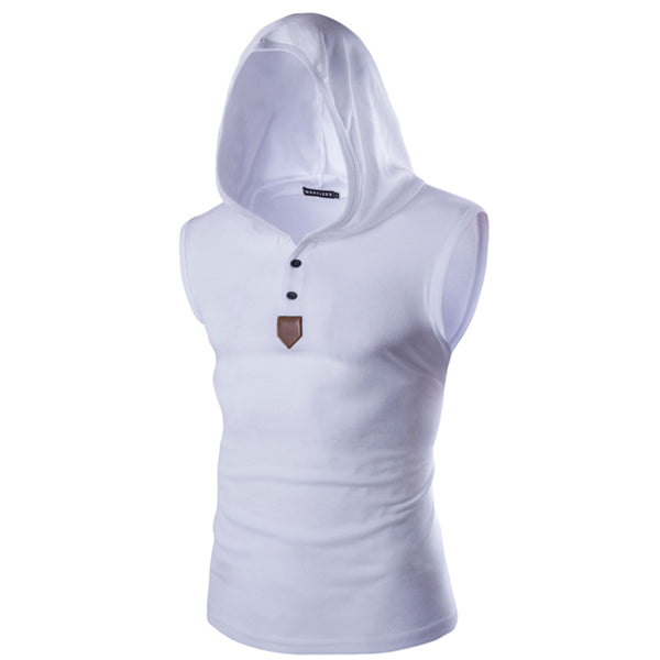 Solid Color Sleeveless Hooded Vest-men fashion & fitness-wanahavit-White-L-wanahavit