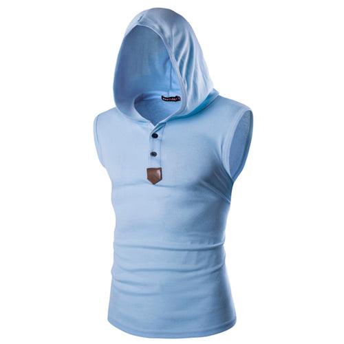Load image into Gallery viewer, Solid Color Sleeveless Hooded Vest-men fashion &amp; fitness-wanahavit-Lt Blue-L-wanahavit

