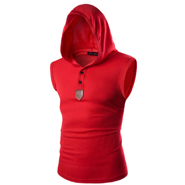 Solid Color Sleeveless Hooded Vest-men fashion & fitness-wanahavit-Red-L-wanahavit