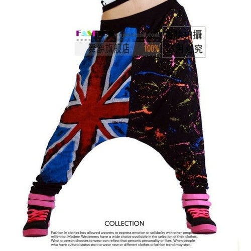 Load image into Gallery viewer, Britain Flag Printed Hip Hop Dance Loose Harem Pants-women-wanahavit-Multi-wanahavit
