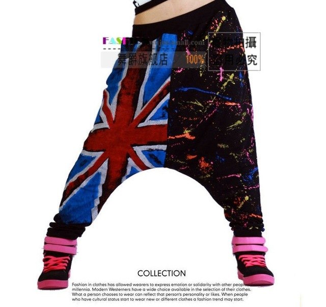 Britain Flag Printed Hip Hop Dance Loose Harem Pants-women-wanahavit-Multi-wanahavit