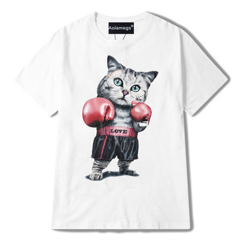 Load image into Gallery viewer, Boxer Cat Printed Tees-unisex-wanahavit-White-S-wanahavit
