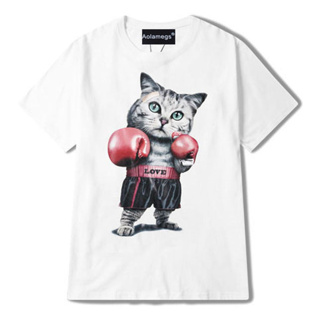 Boxer Cat Printed Tees-unisex-wanahavit-White-S-wanahavit