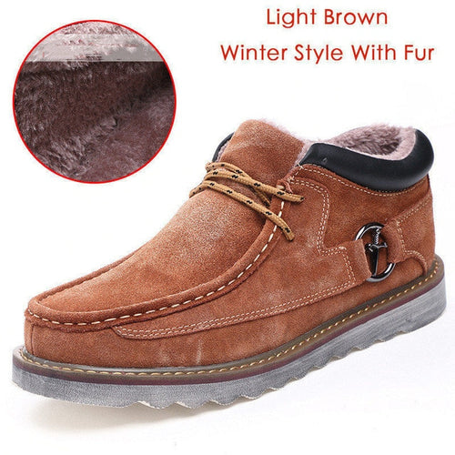 Load image into Gallery viewer, Genuine Leather Casual Vintage Velvet Thick Sole Shoes-men-wanahavit-Brown With Fur-6.5-wanahavit
