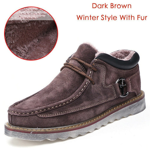 Load image into Gallery viewer, Genuine Leather Casual Vintage Velvet Thick Sole Shoes-men-wanahavit-Coffee With Fur-6.5-wanahavit
