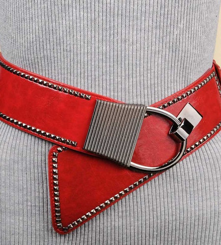 Punk Rocker Cummerbunds Wide Girdle Belts-women-wanahavit-CMYF06A Red-One Size-wanahavit