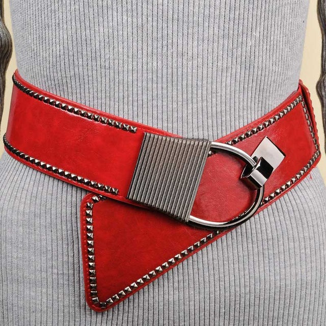 Punk Rocker Cummerbunds Wide Girdle Belts-women-wanahavit-CMYF06A Red-One Size-wanahavit