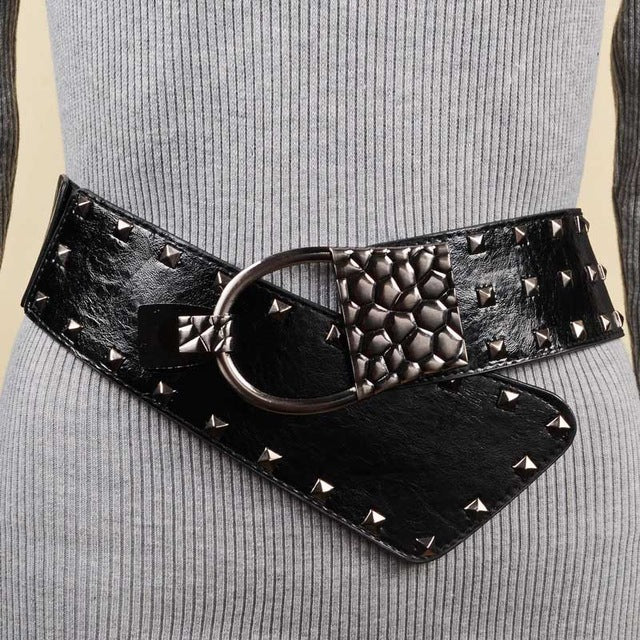 Punk Rocker Cummerbunds Wide Girdle Belts-women-wanahavit-CMYF06B Black-One Size-wanahavit