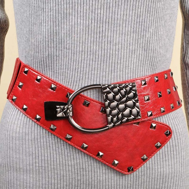 Punk Rocker Cummerbunds Wide Girdle Belts-women-wanahavit-CMYF06B Red-One Size-wanahavit