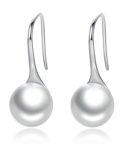 925 Sterling Silver Elegant Round Simulated Pure Love Pearl Drop Earring-women-wanahavit-White-wanahavit