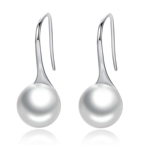 Load image into Gallery viewer, 925 Sterling Silver Elegant Round Simulated Pure Love Pearl Drop Earring-women-wanahavit-White-wanahavit
