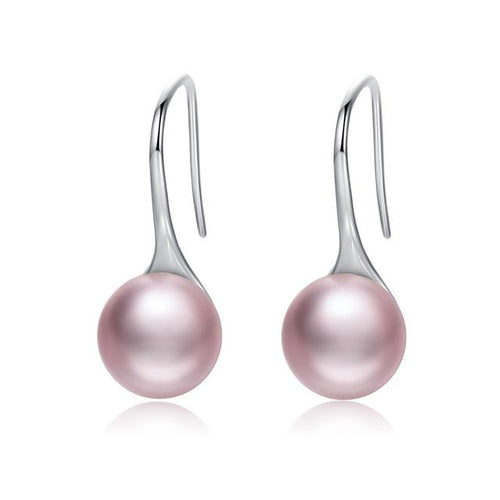 Load image into Gallery viewer, 925 Sterling Silver Elegant Round Simulated Pure Love Pearl Drop Earring-women-wanahavit-Pink-wanahavit
