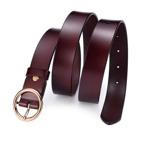 Load image into Gallery viewer, Genuine Leather Metal Buckle Straps Belt-women-wanahavit-CMND014 Coffee-95CM-wanahavit
