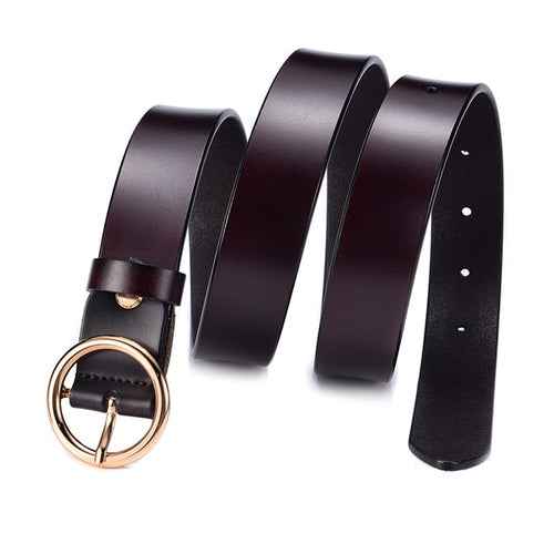 Load image into Gallery viewer, Genuine Leather Metal Buckle Straps Belt-women-wanahavit-CMND014 Deep coffee-95CM-wanahavit
