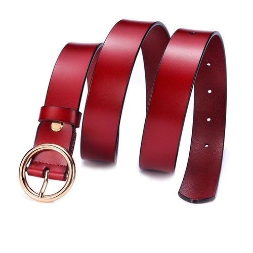 Load image into Gallery viewer, Genuine Leather Metal Buckle Straps Belt-women-wanahavit-CMND014 Red-95CM-wanahavit
