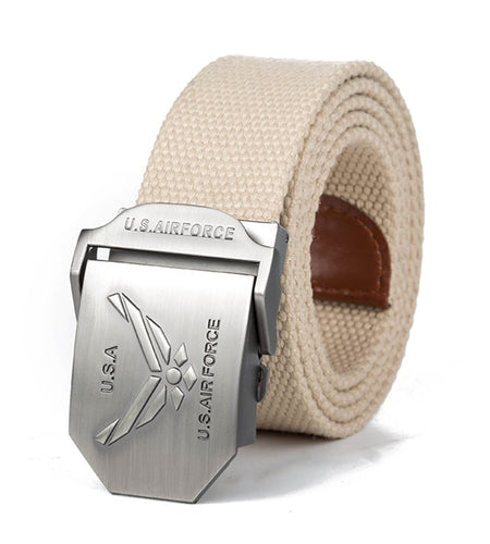 High Quality Fashion Casual USA Air Force Canvas Belt-men-wanahavit-Khaki-110CM-wanahavit