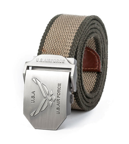 High Quality Fashion Casual USA Air Force Canvas Belt-men-wanahavit-Khaki Green-110CM-wanahavit