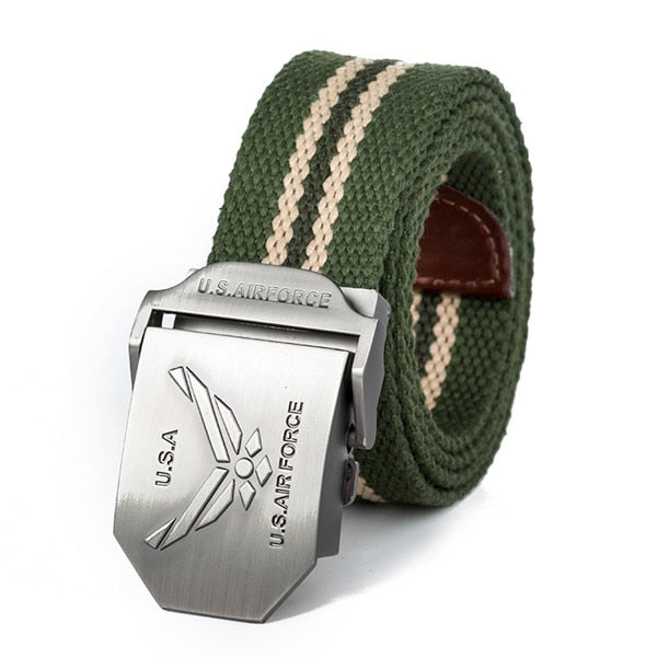 High Quality Fashion Casual USA Air Force Canvas Belt-men-wanahavit-Green Stripes-110CM-wanahavit