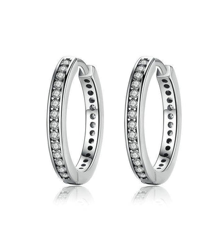 925 Sterling Silver CZ Simple Female Hoop Earring-women-wanahavit-wanahavit