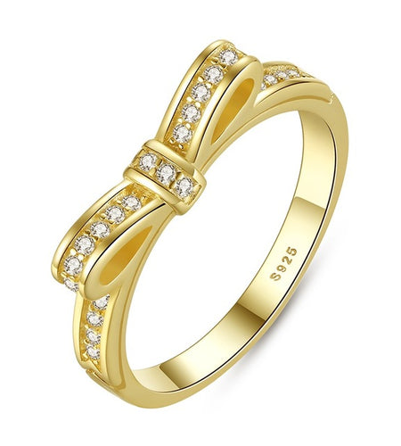 Authentic 925 Sterling Silver Sparkling Bow Knot Ring-women-wanahavit-Gold-6-wanahavit