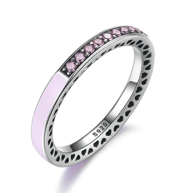 925 Sterling Silver Radiant Hearts Light Enamel Ring-women-wanahavit-Pink-6-wanahavit