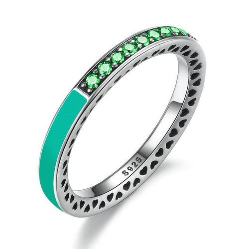 Load image into Gallery viewer, 925 Sterling Silver Radiant Hearts Light Enamel Ring-women-wanahavit-Green-6-wanahavit
