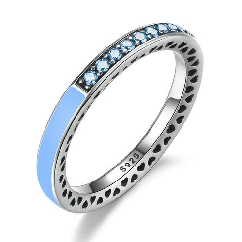 Load image into Gallery viewer, 925 Sterling Silver Radiant Hearts Light Enamel Ring-women-wanahavit-Light Blue-6-wanahavit
