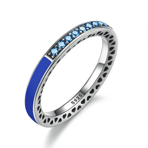 Load image into Gallery viewer, 925 Sterling Silver Radiant Hearts Light Enamel Ring-women-wanahavit-Blue-6-wanahavit
