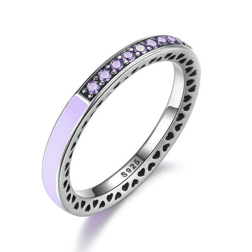 Load image into Gallery viewer, 925 Sterling Silver Radiant Hearts Light Enamel Ring-women-wanahavit-Purple-6-wanahavit
