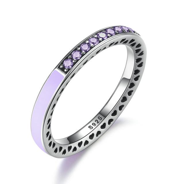 925 Sterling Silver Radiant Hearts Light Enamel Ring-women-wanahavit-Purple-6-wanahavit