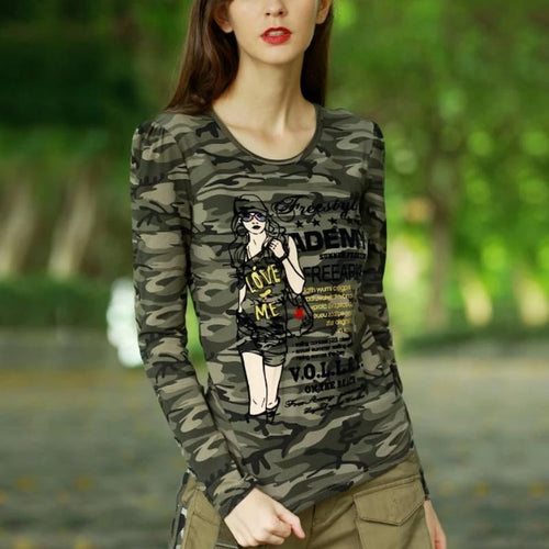 Load image into Gallery viewer, Love Me Military Academy Printed Camouflage Long Sleeve-women-wanahavit-camouflage-M-wanahavit
