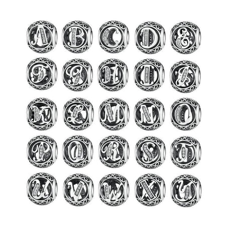 925 Sterling Silver Vintage Alphabet Letter Beads Fit Charms Bracelet-women-wanahavit-L-wanahavit