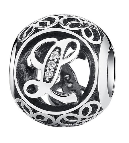 925 Sterling Silver Vintage Alphabet Letter Beads Fit Charms Bracelet-women-wanahavit-L-wanahavit