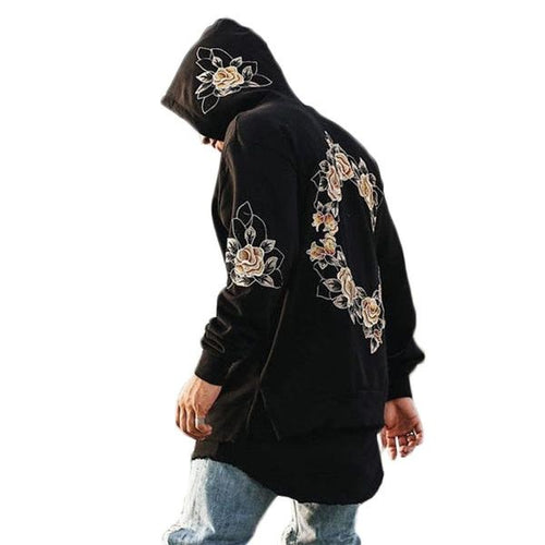 Load image into Gallery viewer, Embroidery Floral Hooded Pullover Hooded Sweatshirt-unisex-wanahavit-black-S-wanahavit
