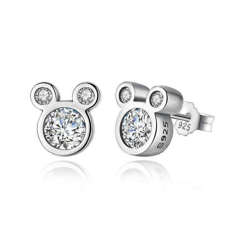 925 Sterling Silver Dazzling Milky Mouse Stud Earrings-women-wanahavit-wanahavit