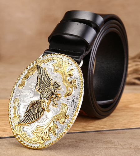 High Quality Golden Eagle Buckle Punk Style Leather Belt-men-wanahavit-ZPB08 Black-100cm-wanahavit