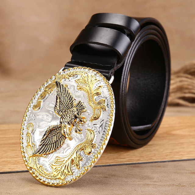 High Quality Golden Eagle Buckle Punk Style Leather Belt-men-wanahavit-ZPB08 Black-100cm-wanahavit