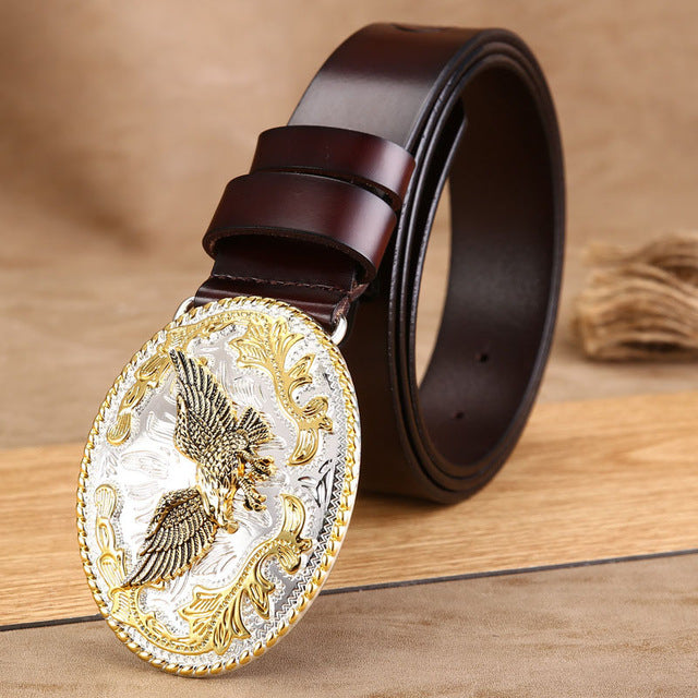 High Quality Golden Eagle Buckle Punk Style Leather Belt-men-wanahavit-ZPB08 Coffee-100cm-wanahavit