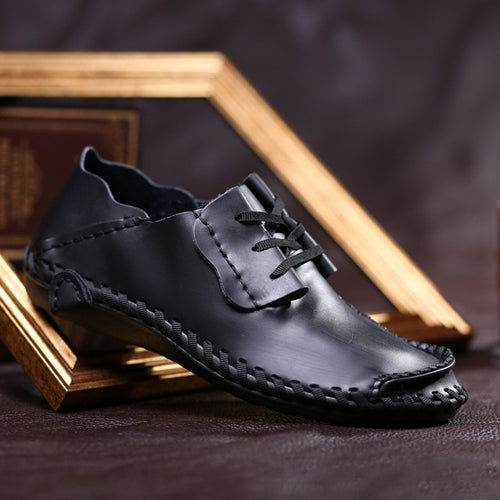 Load image into Gallery viewer, Leather Breathable Designer Shoes-men-wanahavit-Black Casual Shoes-11-wanahavit
