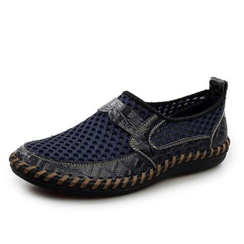 Load image into Gallery viewer, Breathable Genuine Leather Meshed Slip On Loafer Shoes-unisex-wanahavit-blue-6.5-wanahavit
