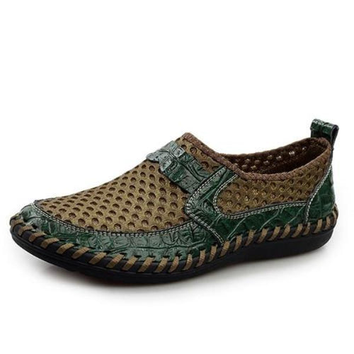 Load image into Gallery viewer, Breathable Genuine Leather Meshed Slip On Loafer Shoes-unisex-wanahavit-green-6.5-wanahavit
