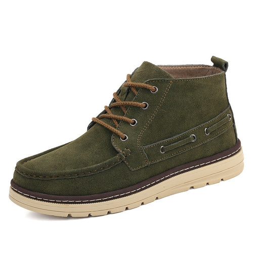 Load image into Gallery viewer, Winter Fashion Cow Suede Leather Ankle Boots Shoes-men-wanahavit-ArmyGreen-6-wanahavit
