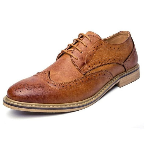 Load image into Gallery viewer, Luxury Leather Brogue Flats Casual British Style Shoes-men-wanahavit-Brown Shoes-6-wanahavit
