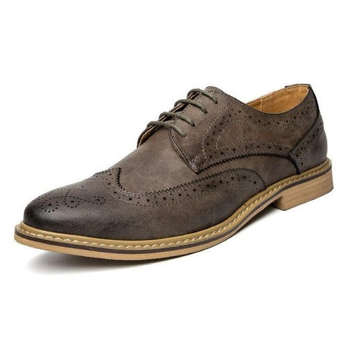 Load image into Gallery viewer, Luxury Leather Brogue Flats Casual British Style Shoes-men-wanahavit-Grey Shoes-6-wanahavit

