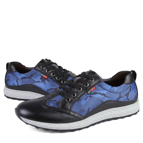 Load image into Gallery viewer, Luxury Genuine Leather Canvas Patchwork Shoe-men-wanahavit-Blue Casual Shoes-11-wanahavit
