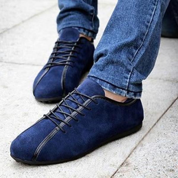 Lace Up Casual Suede Genuine Nubuck Leather Shoe-men-wanahavit-dark blue-6.5-wanahavit